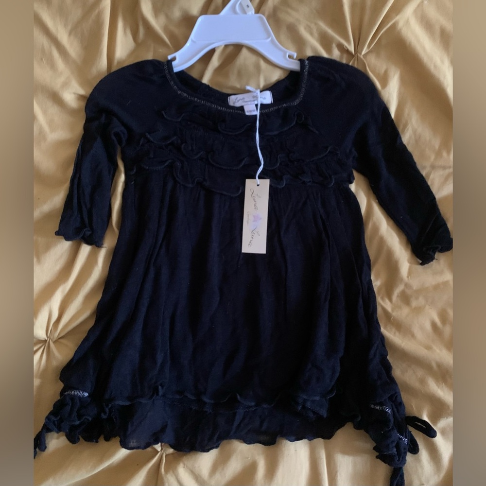 Charming Black Kids Dress with Ruffle Details